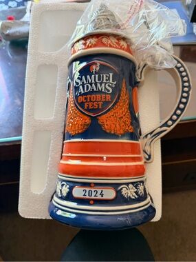 OctoberFest 2024 Ceramic Beer Stein - Blue & Orange